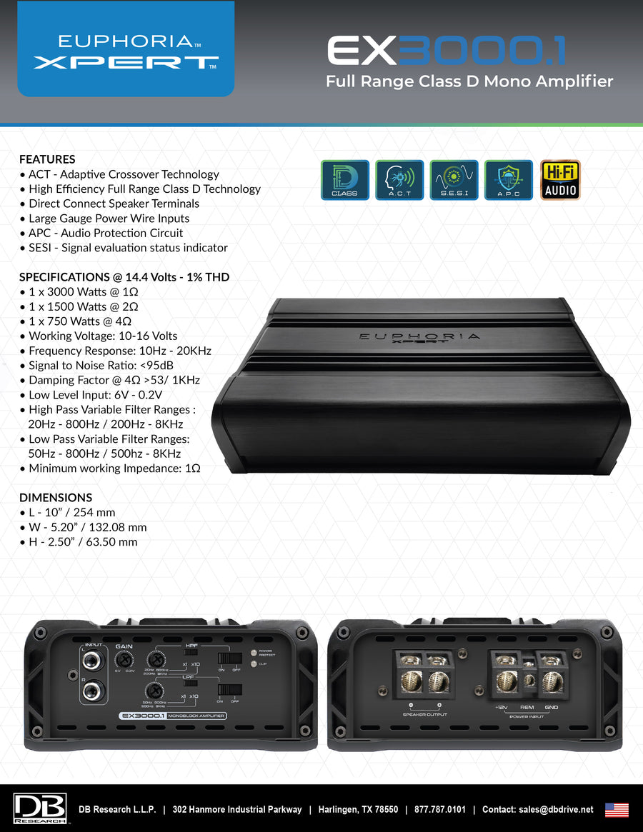 XPERT EX3000.1 : Full Range Class D Monoblock Amplifier