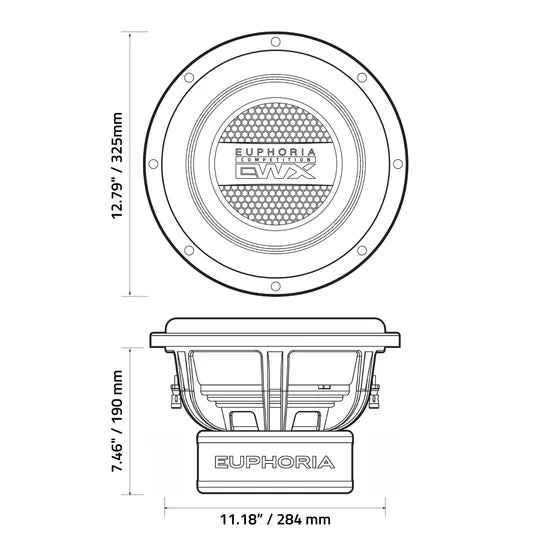 Euphoria EWXC12D4: 12" Dual 4Ω Competition Subwoofer (Sold as Single)